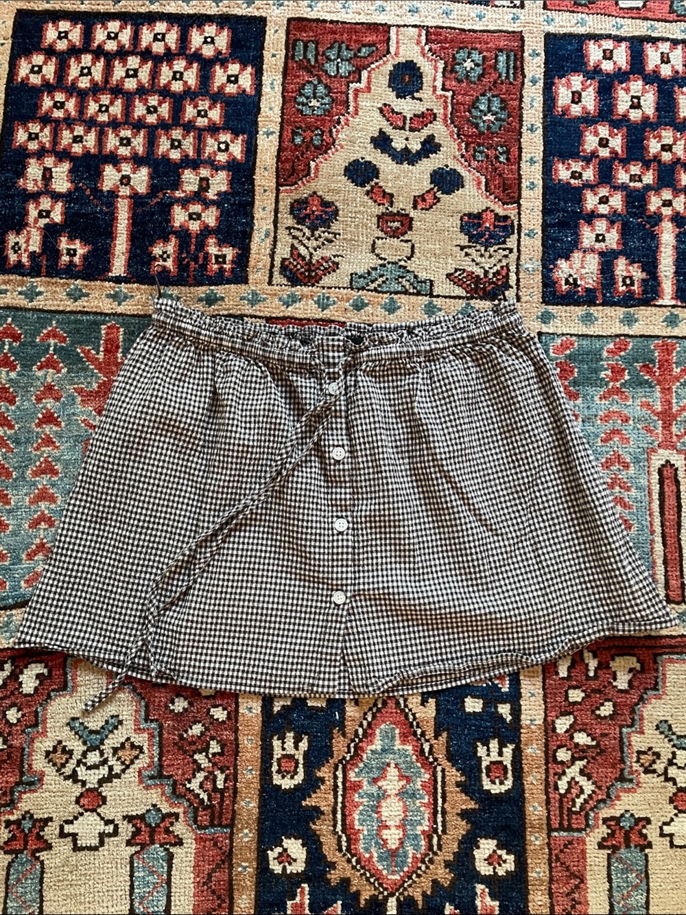 Zara Brown and White Gingham Button-Front Mini Skirt